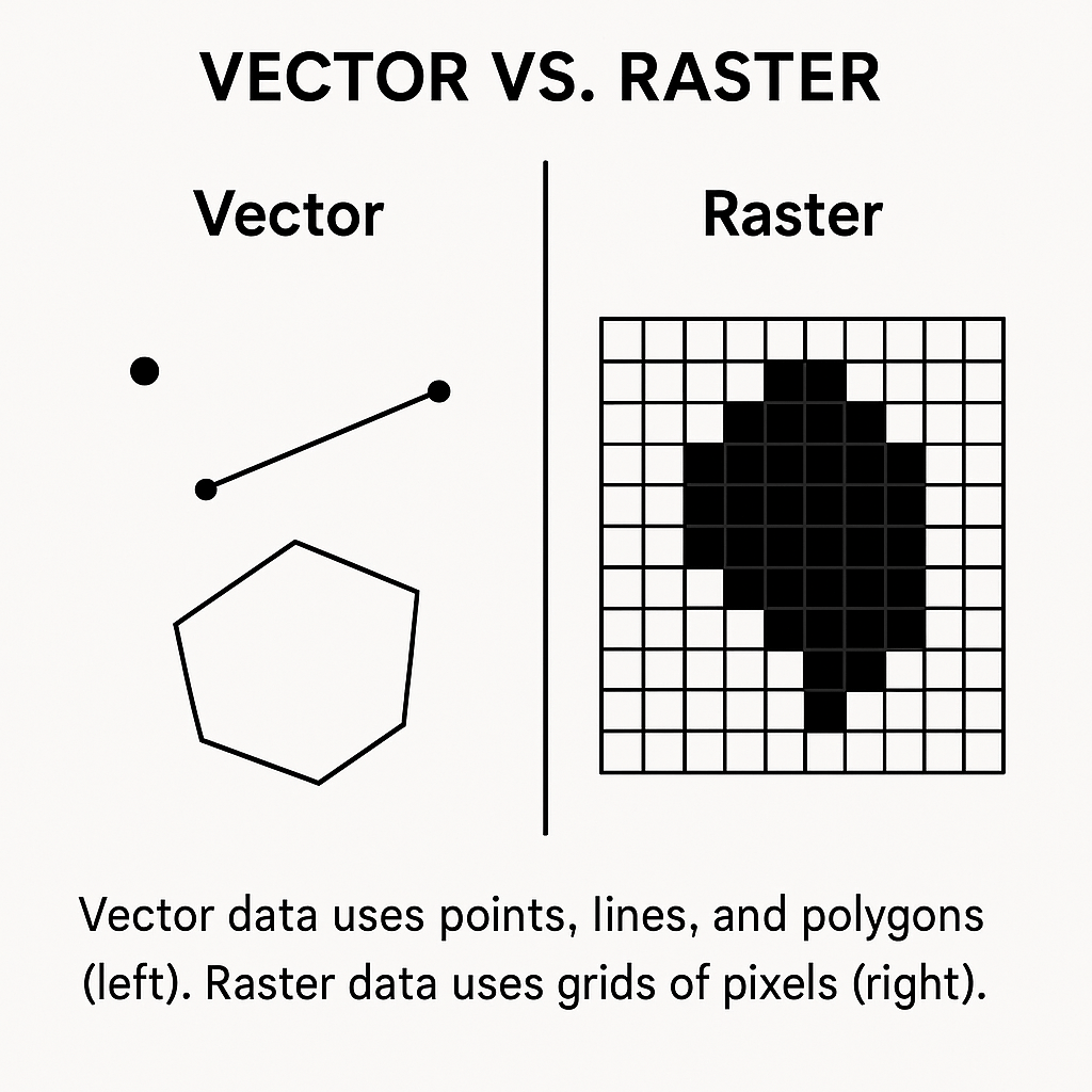 Comparison between vector and raster data formats